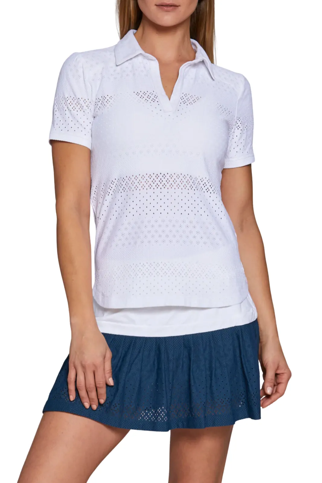 Lace Polo, White