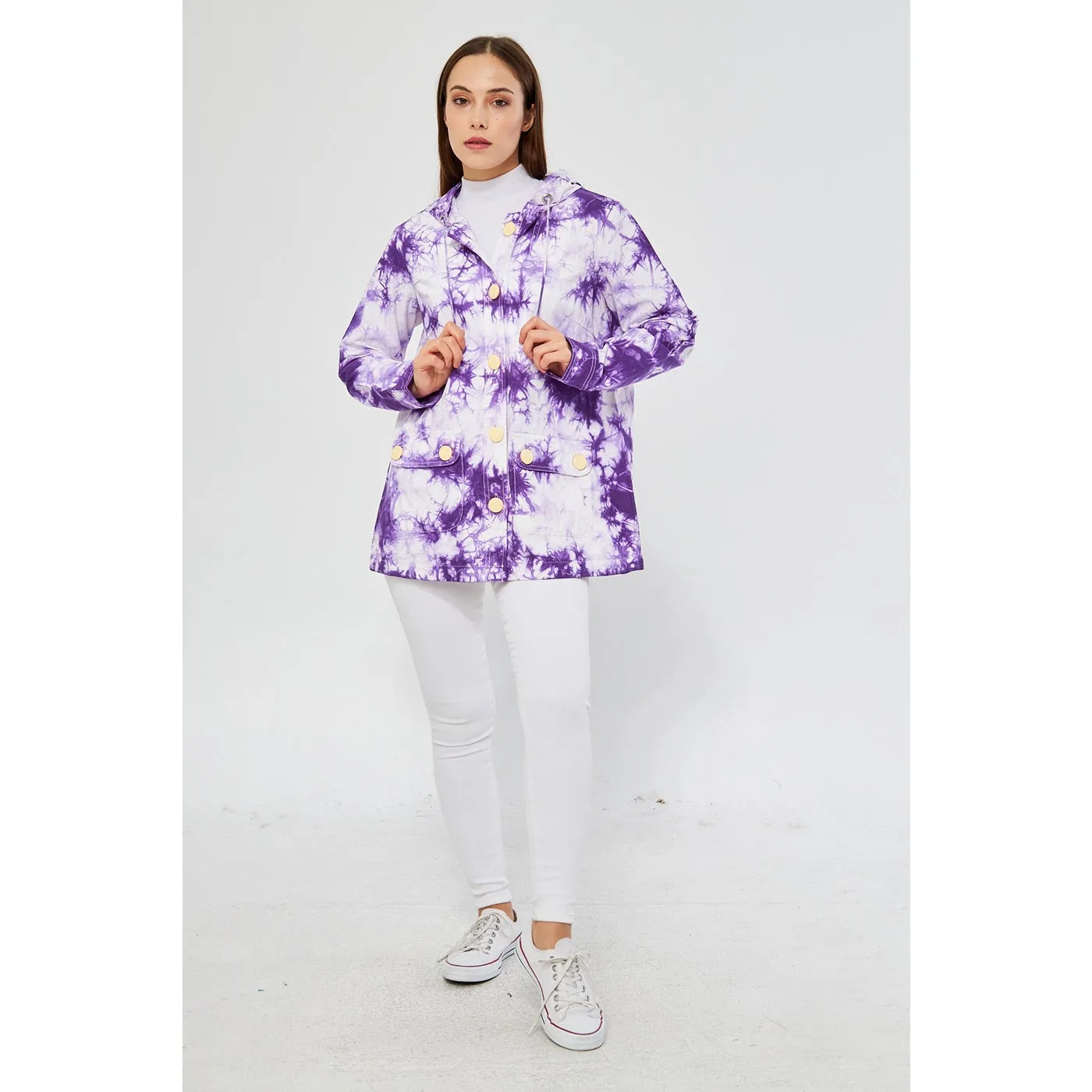 Lilac Tie Dye Button Down Hoodie