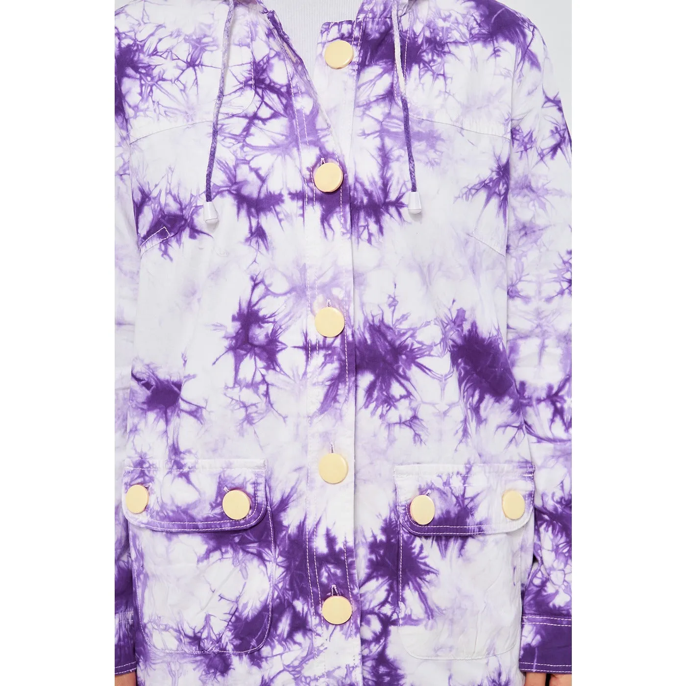 Lilac Tie Dye Button Down Hoodie