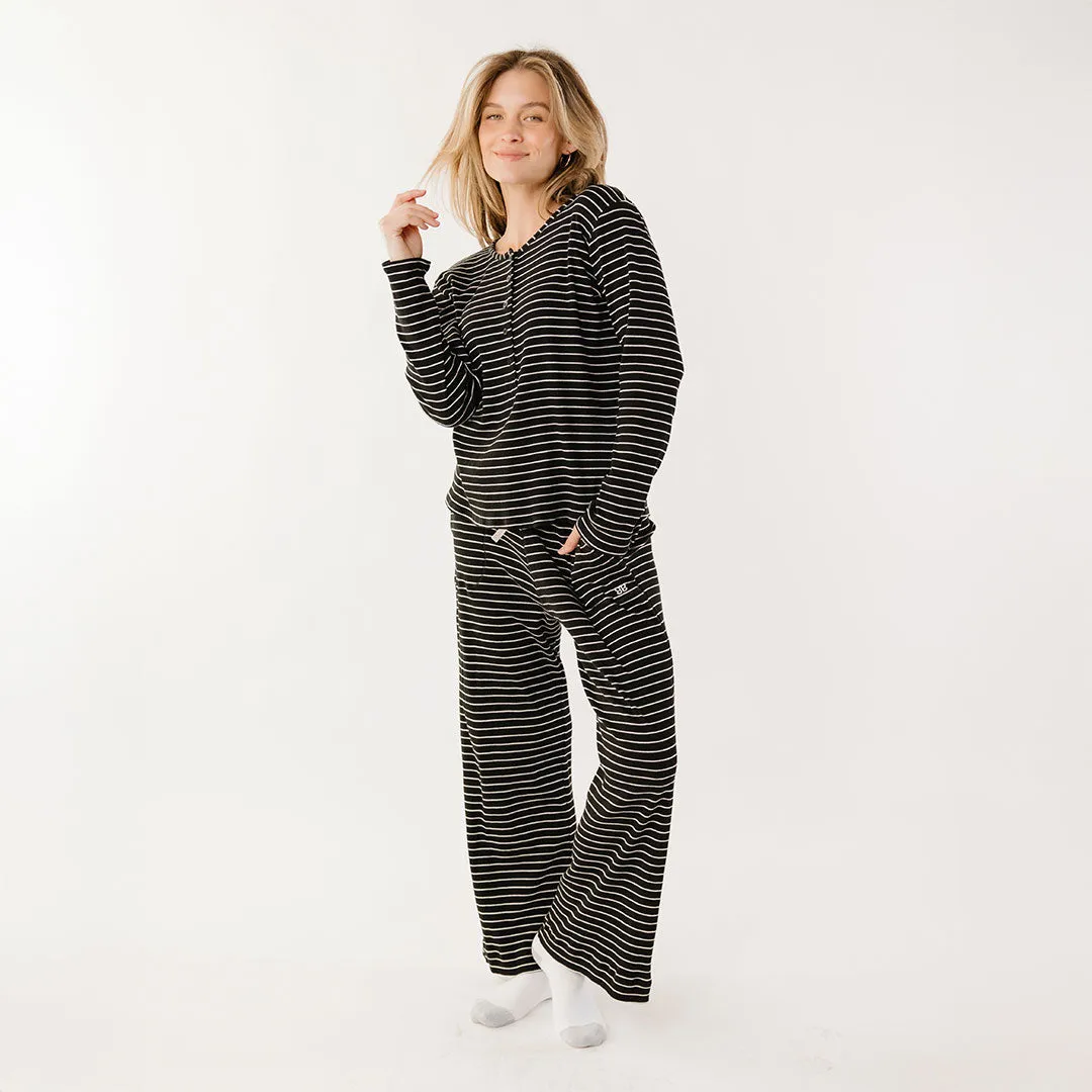 Lounge Pants, Black and White Stripe