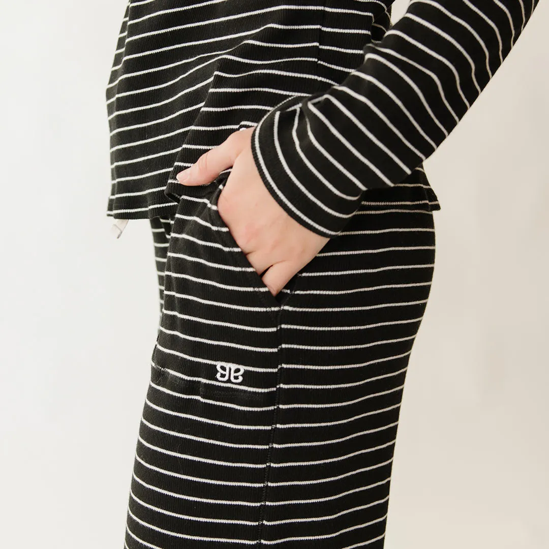 Lounge Pants, Black and White Stripe