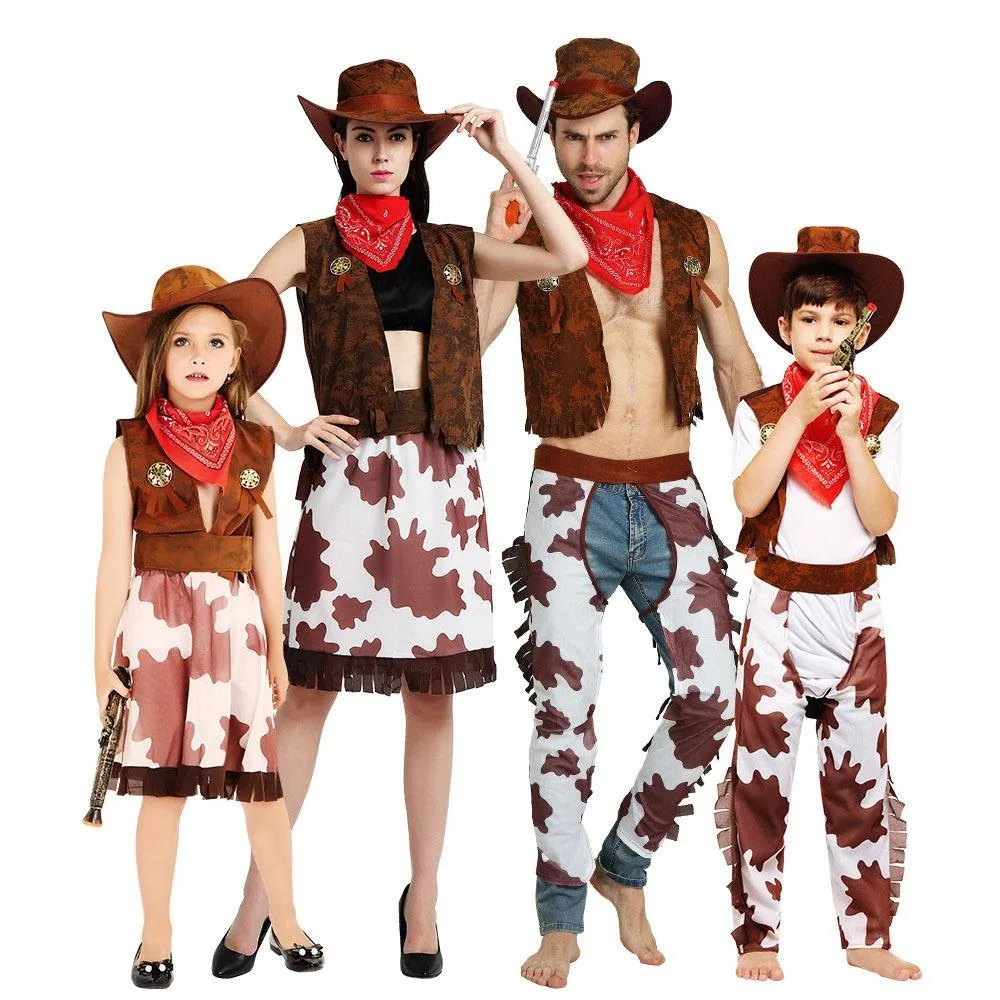 Matching outfit classic wild west fancy dress western cowboy stage costume