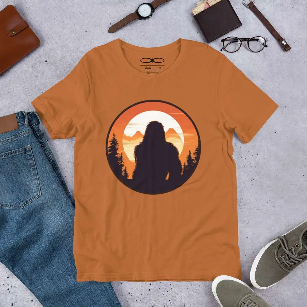 Men's Bigfoot And Sunset Theme Graphic T-Shirt