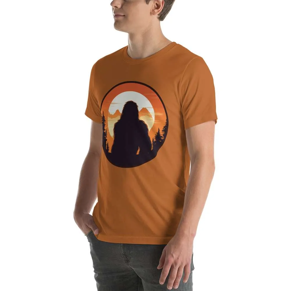 Men's Bigfoot And Sunset Theme Graphic T-Shirt