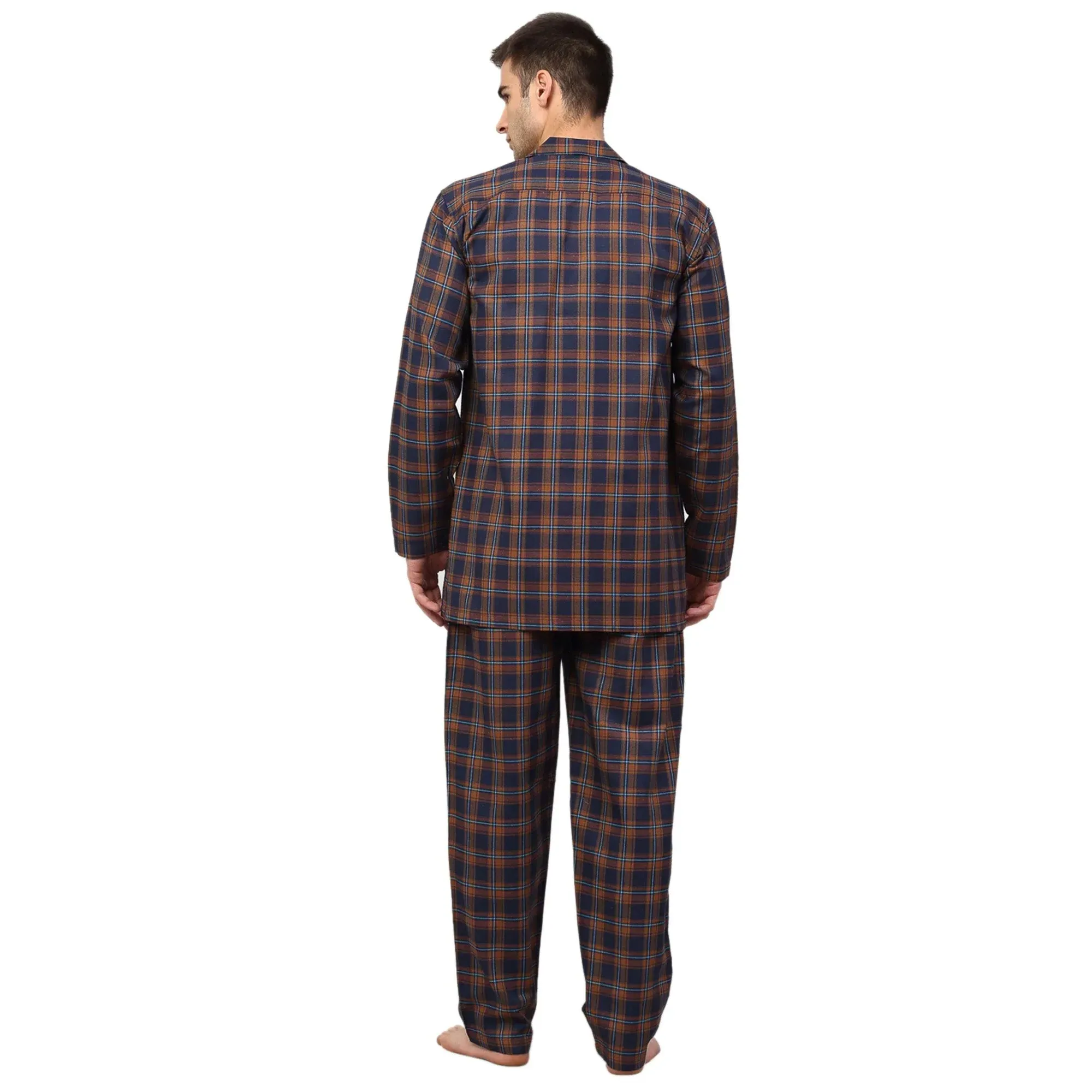 Men'S Orange Checked Night Suits