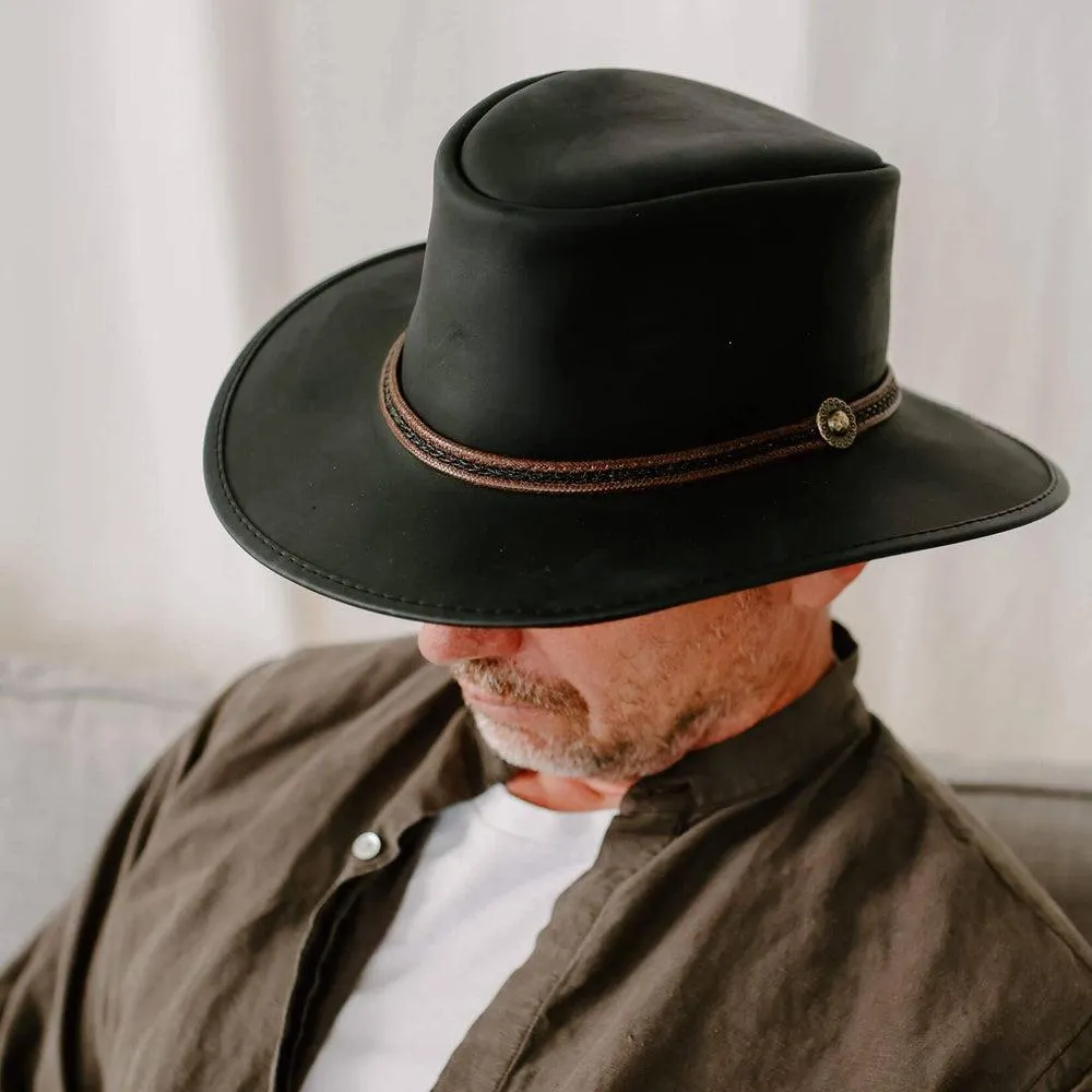 Midnight Rider | Mens Leather Outback Hat