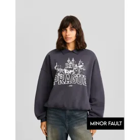 (Minor Fault) Grey Printed Sweatshirt