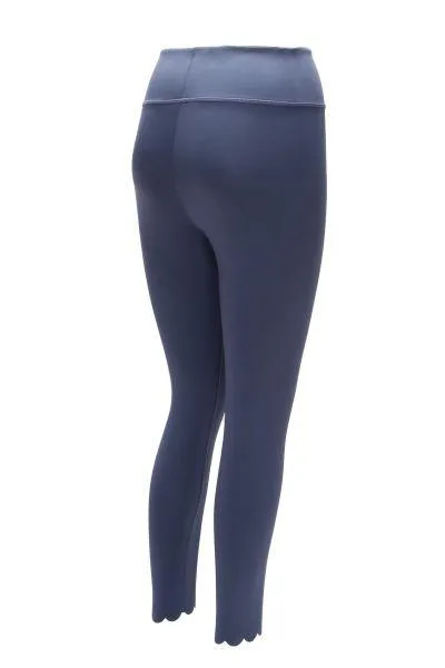 Moody Blue Scalloped Leg 7/8 Yoga Pants