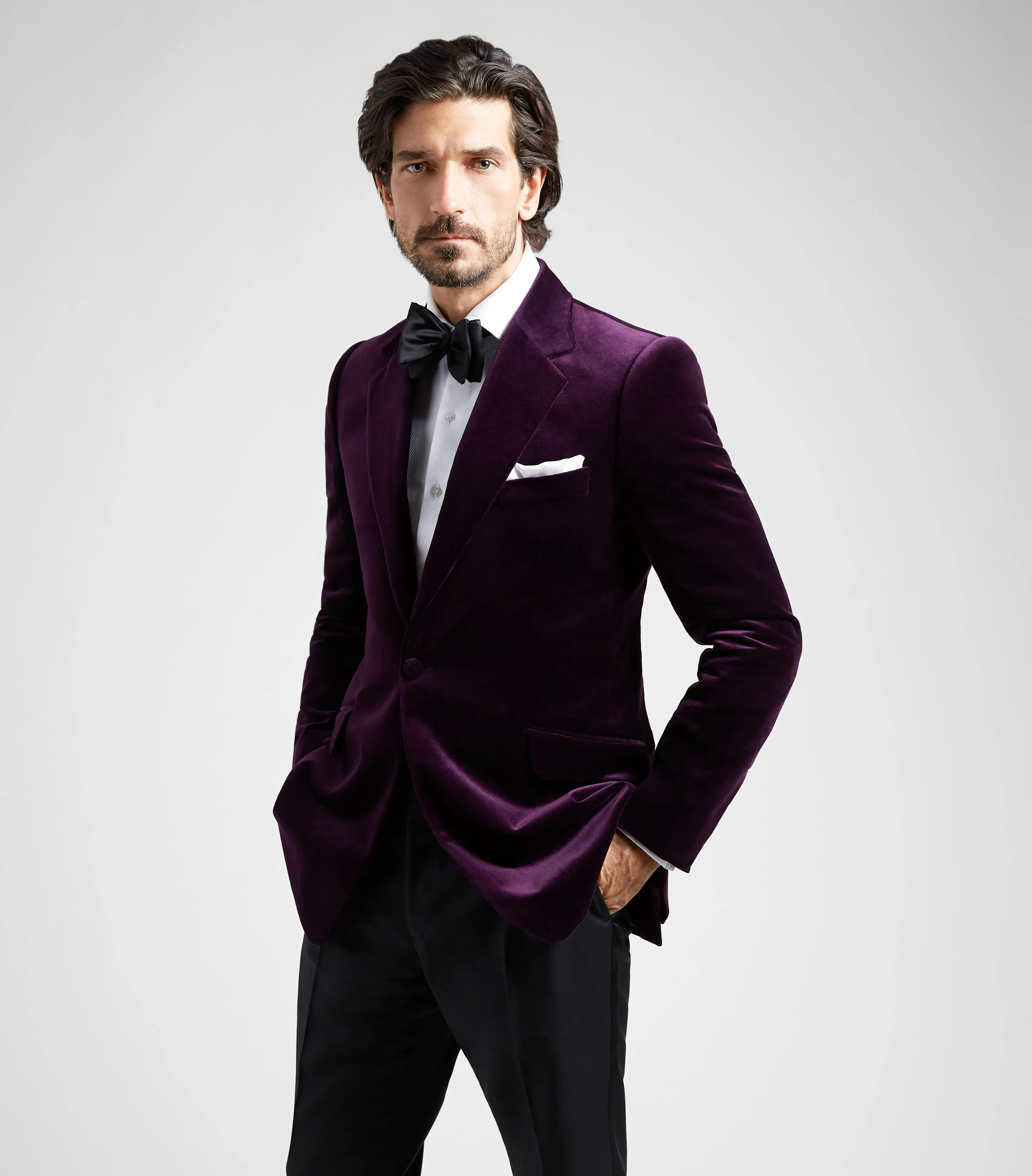 Mulberry Velvet Single Breasted Evening Jacket