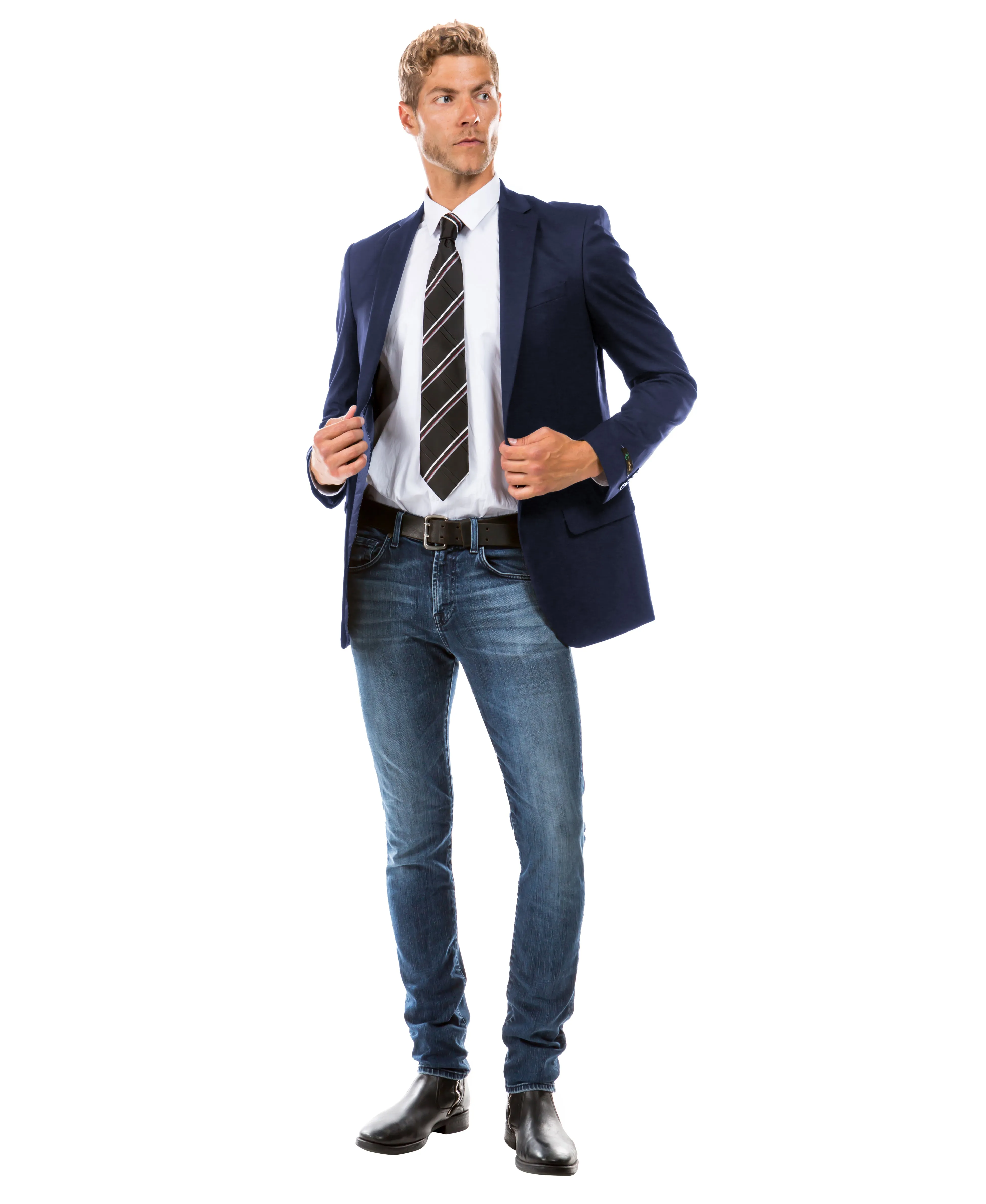 Navy Modern Fit Notch Lapel Jacket by Zegarie