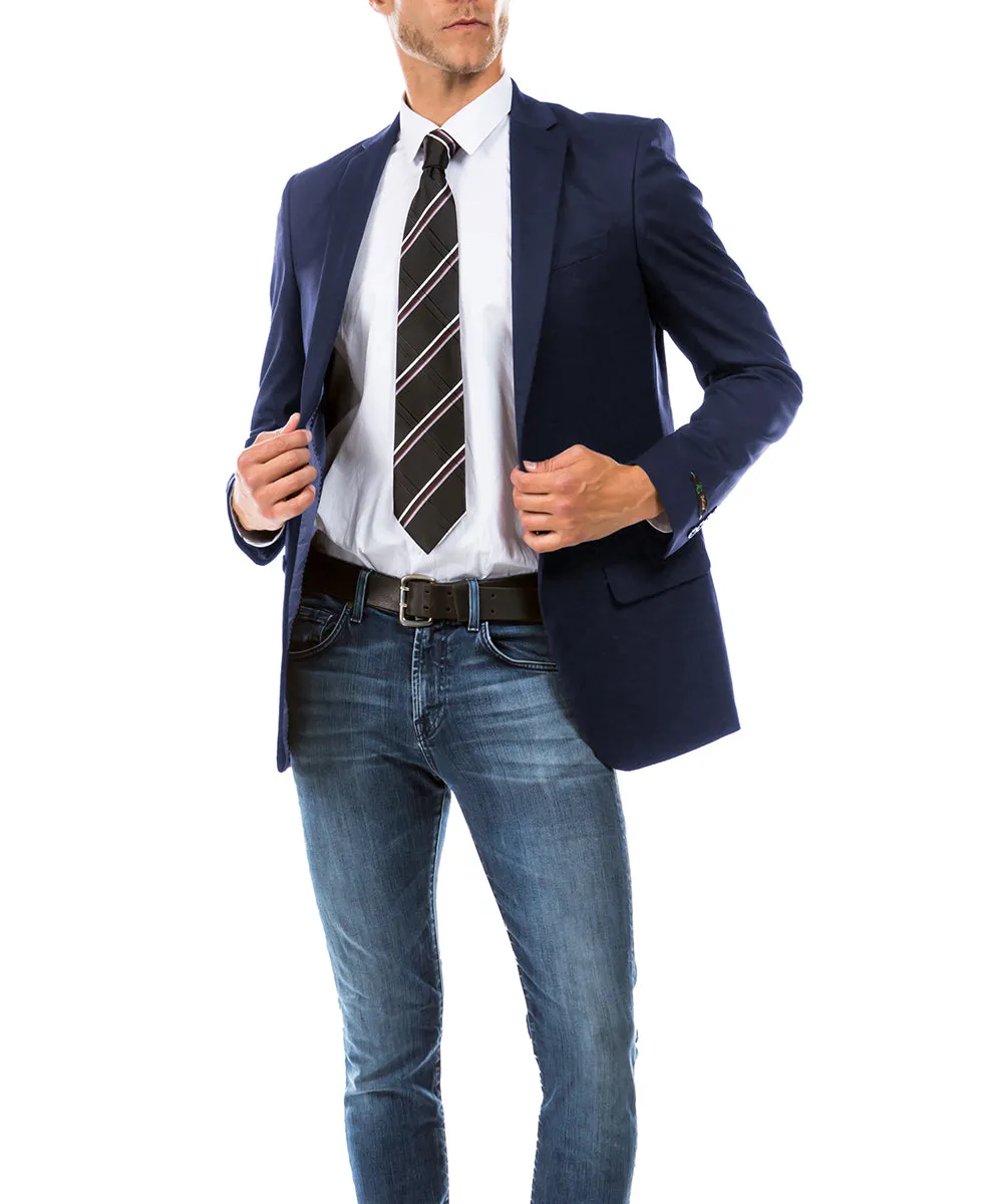 Navy Modern Fit Notch Lapel Jacket by Zegarie