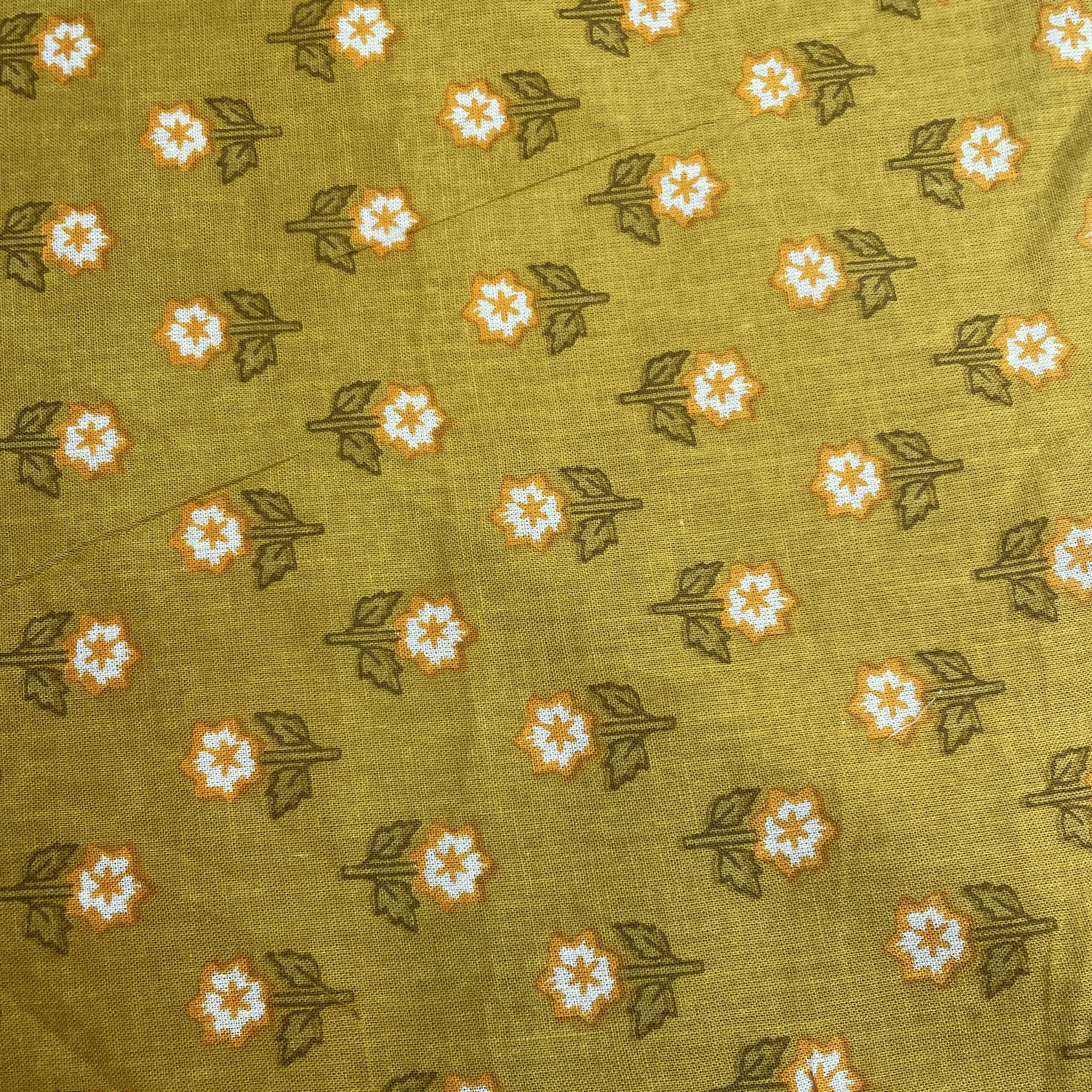 Olive Green Handblock Print Cotton Fabric