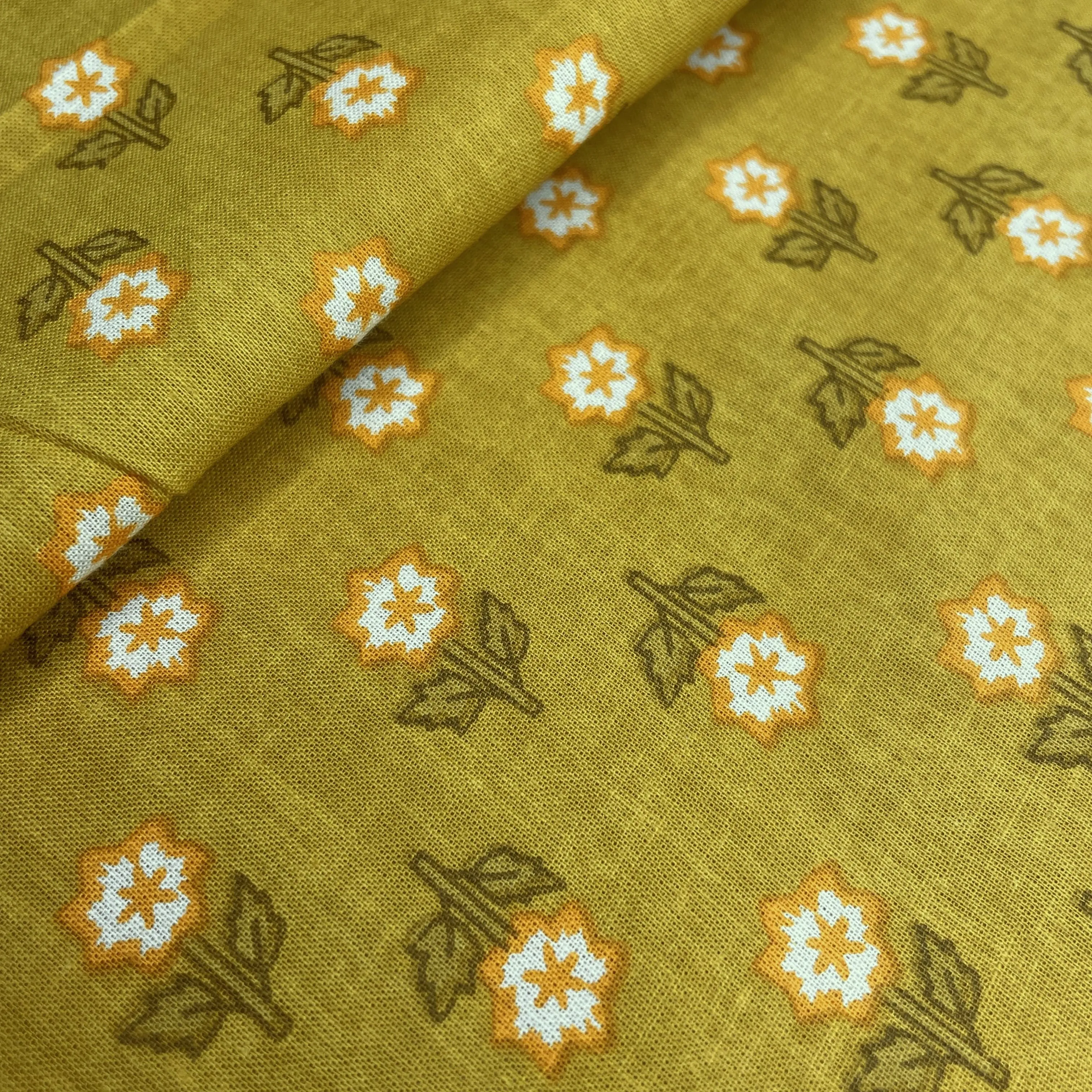 Olive Green Handblock Print Cotton Fabric