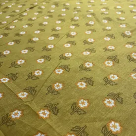 Olive Green Handblock Print Cotton Fabric