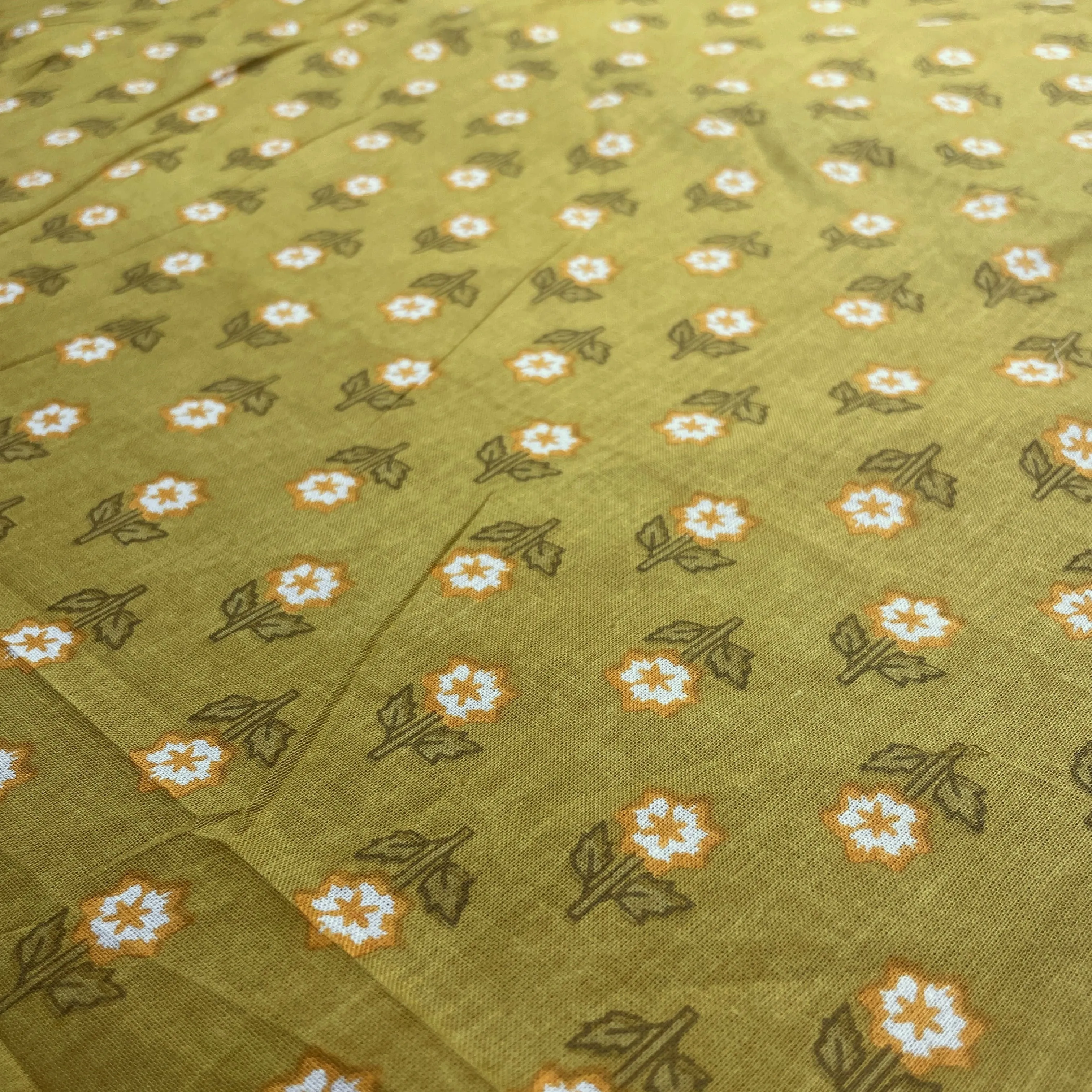 Olive Green Handblock Print Cotton Fabric