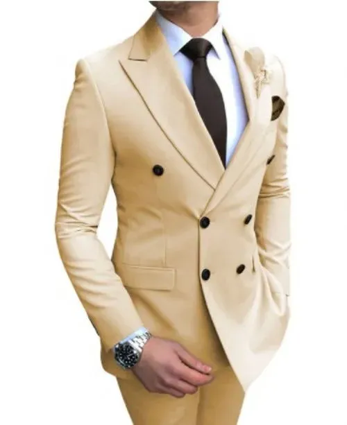 Peak Lpael Groom Tuxedos Mens Coat Trousers 2 Set Man Work Business Suit Prom Dress Customize W:1239