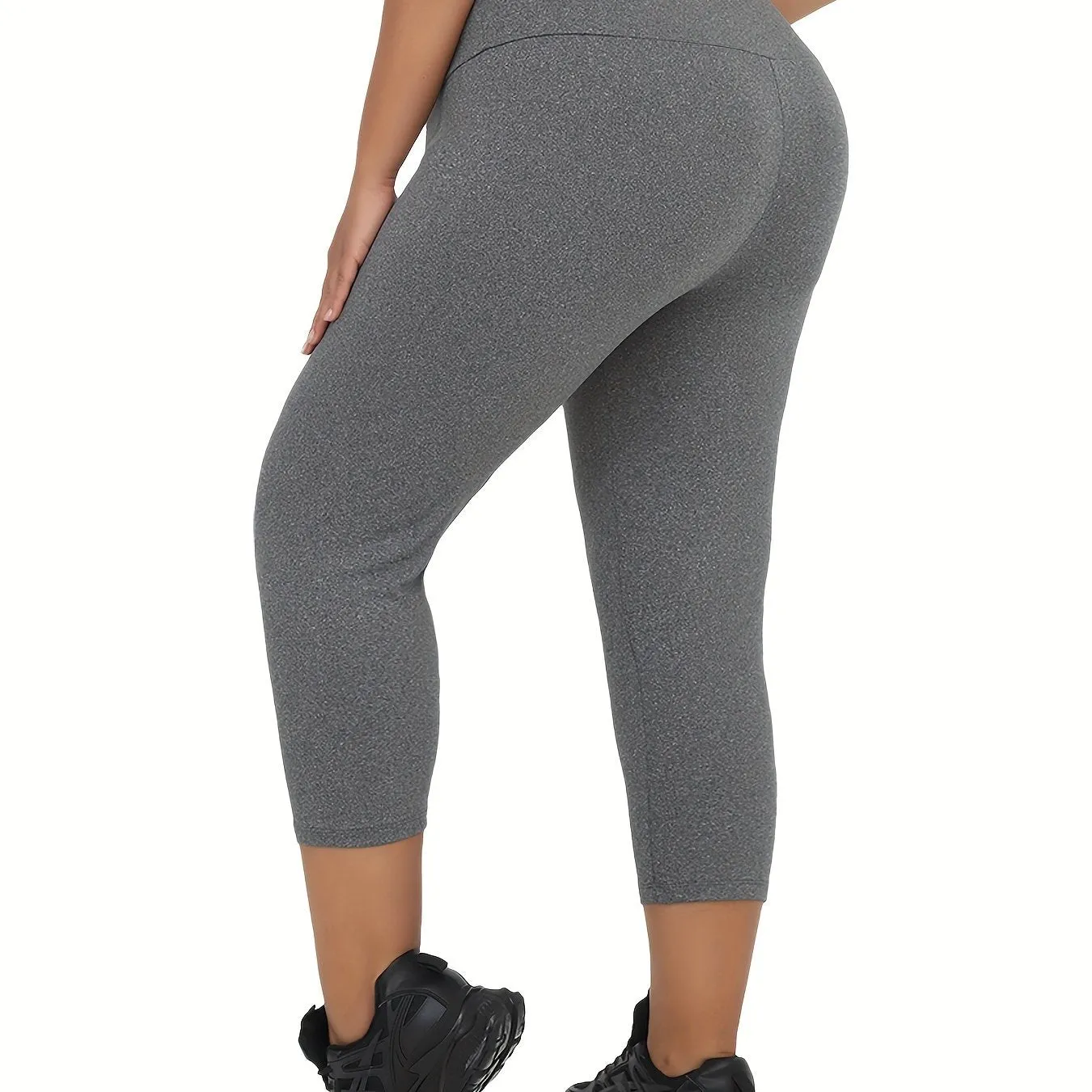 Plus Size High-Rise Tummy Control Capri Pants for Women's Workout & Running