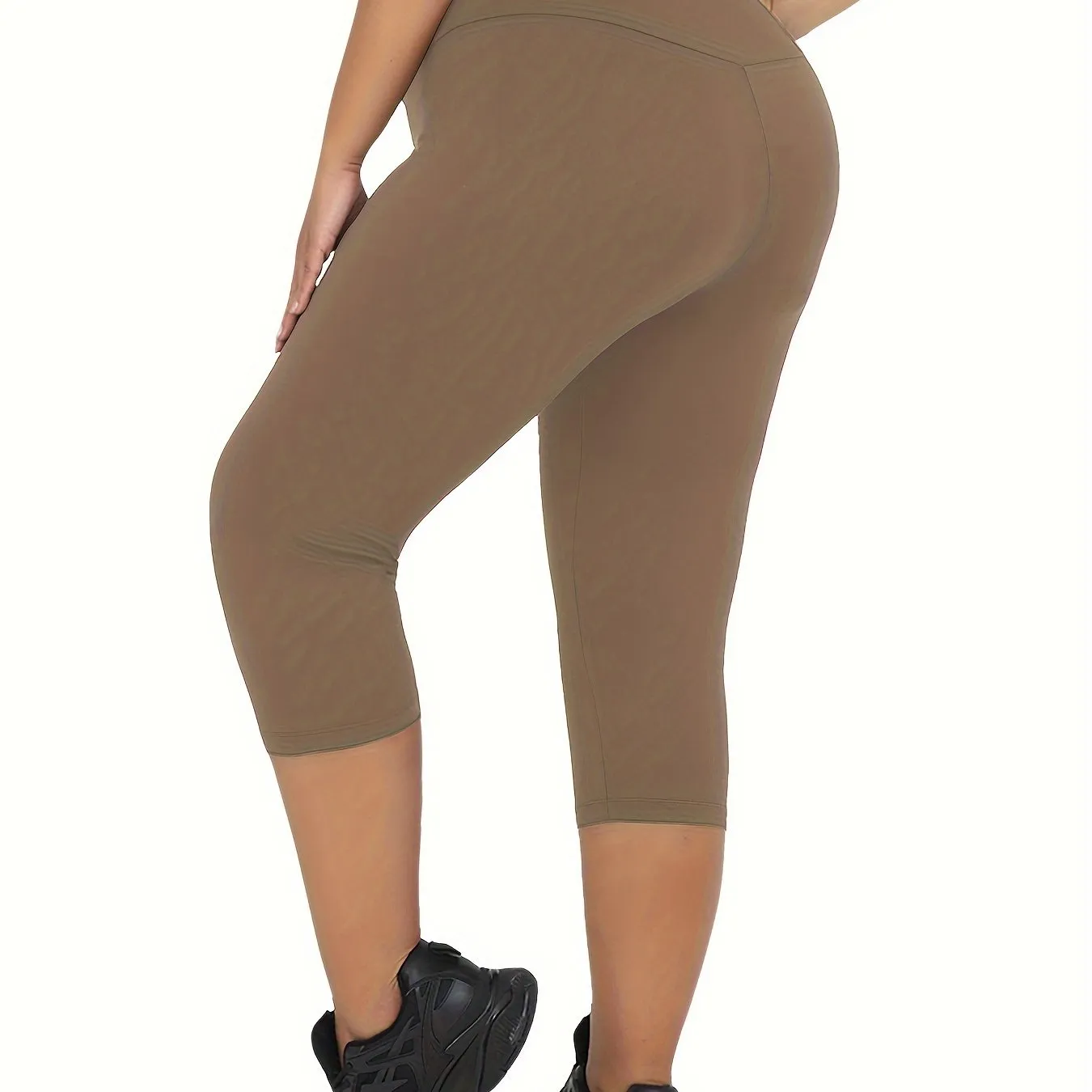 Plus Size High-Rise Tummy Control Capri Pants for Women's Workout & Running