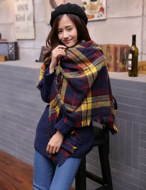 Scarf for Women  plaid bufandas mujer 2016 black warm scarf women winter scarves shawls stoles Blanket Scarf Luxury Brand