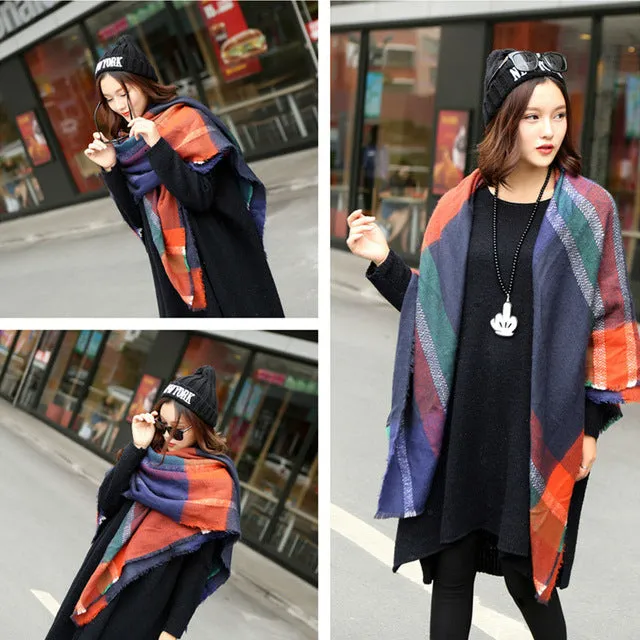 Scarf for Women  plaid bufandas mujer 2016 black warm scarf women winter scarves shawls stoles Blanket Scarf Luxury Brand