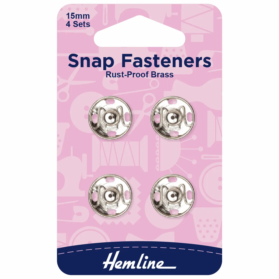 Sew-On Snap Fasteners - 15mm Nickel (Pack of 4)