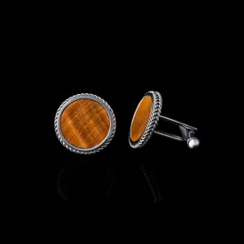 Silver Tiger Eye Leaf Cufflinks