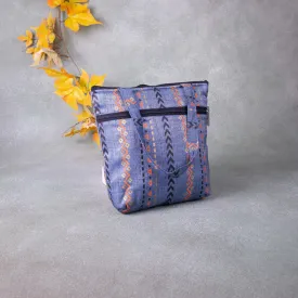 Small Handbag Grey with Orange and Black Colour