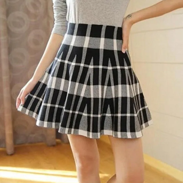 Spring Skirts Women's 2017 Autumn New Design Fashion High Waist Short Mini Pleated Wool Plaid Women's Skirts