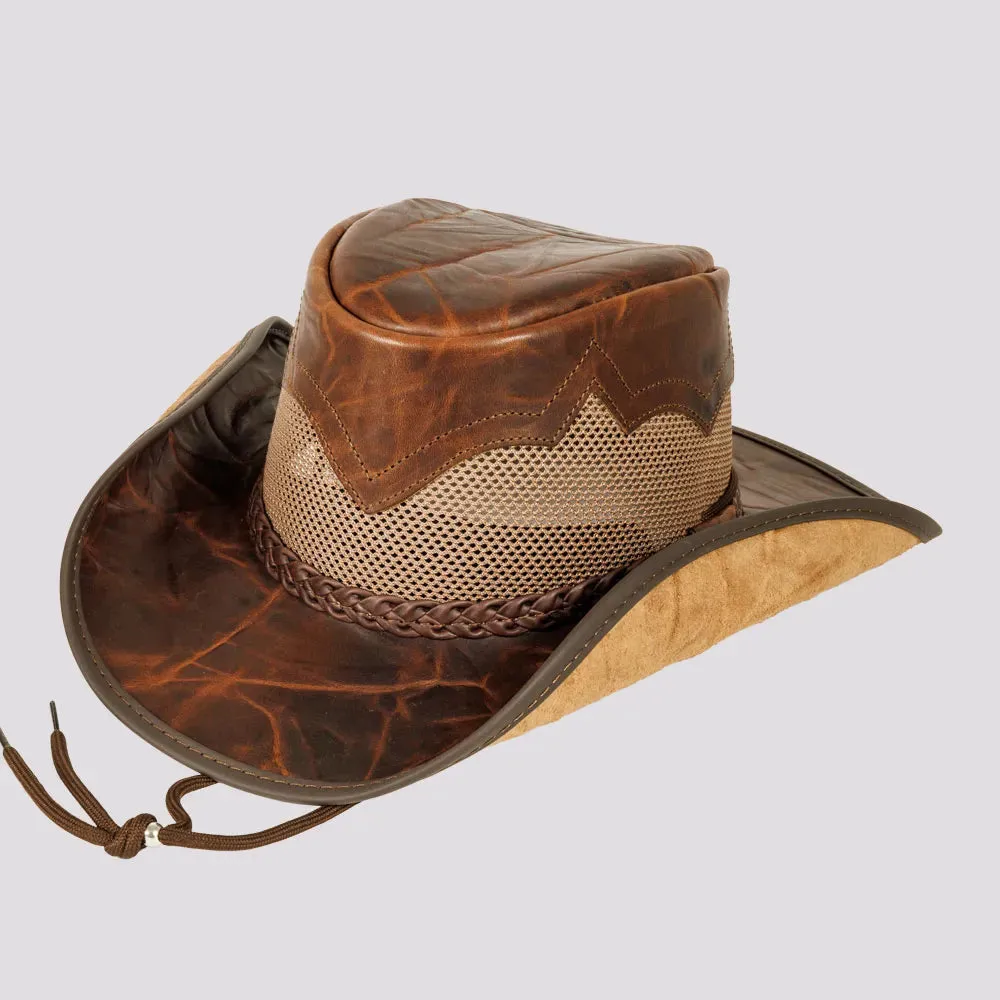 Stampede | Womens Cowhide Leather Cowgirl Hat with Mesh Sides