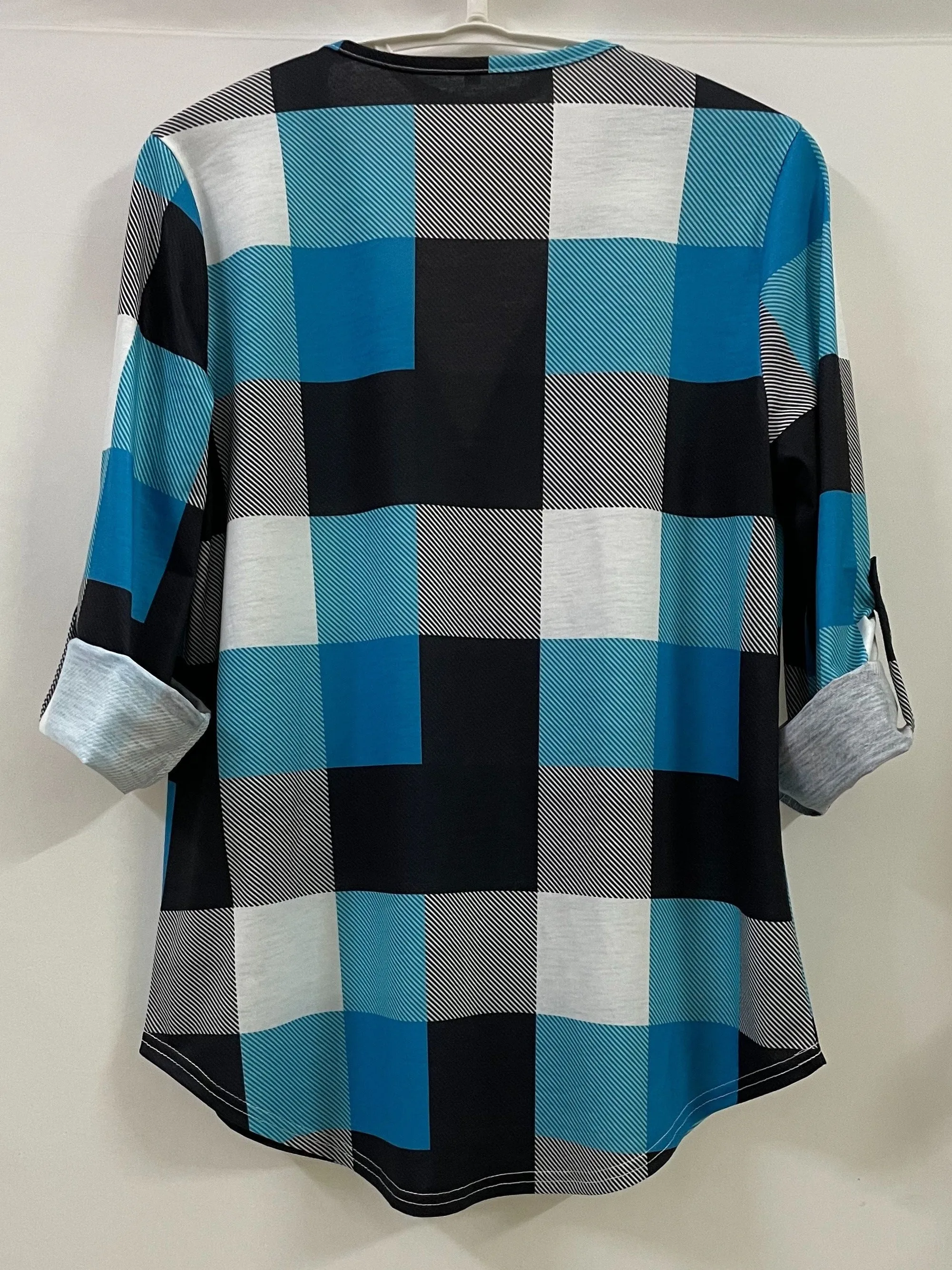 Stylish Plaid Zipper Blouse Casual Slimfit Womens Fashion