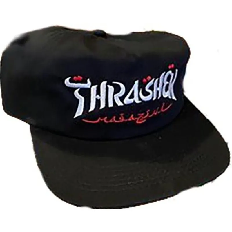 Thrasher Skateboard Magazine Calligraphy Snapback Black Hat