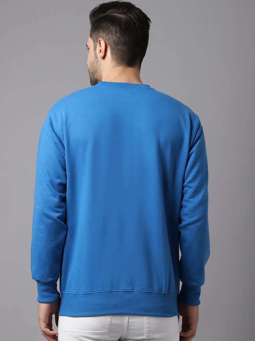 Vimal Jonney Fleece Round Neck Blue Sweatshirt for Men