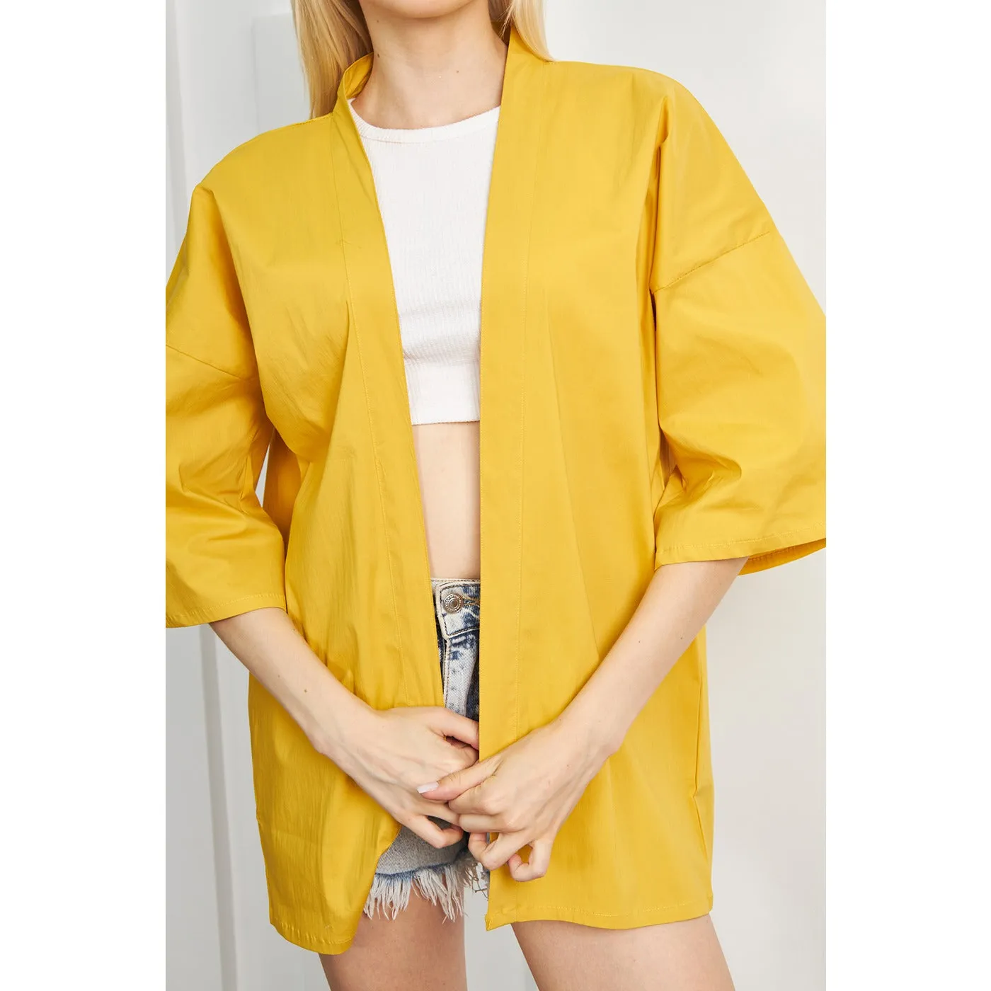 Yellow Kimono Shawl Jacket