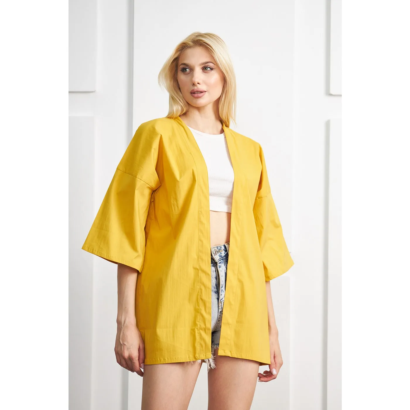 Yellow Kimono Shawl Jacket